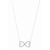 Silver 18" Cz Infinity Hearts Necklace